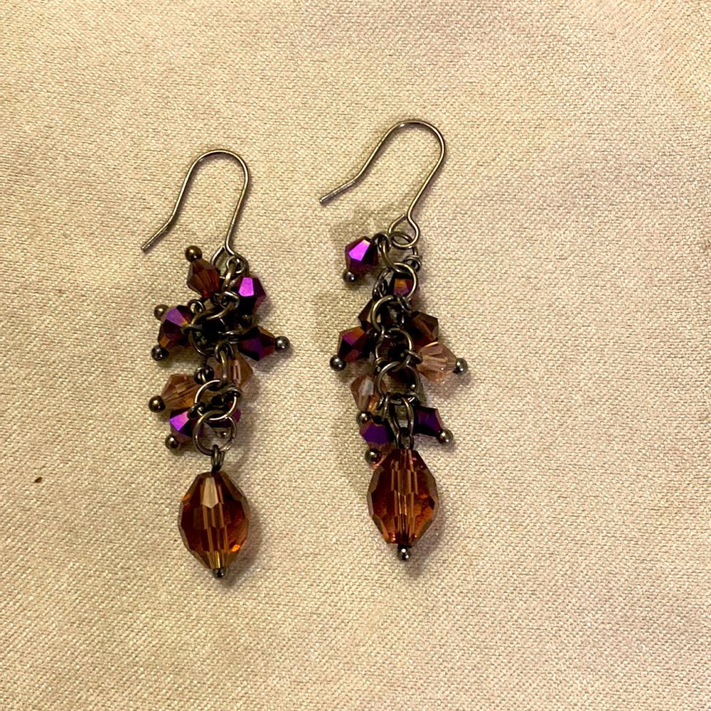 Womens fashion earrings, purple bead